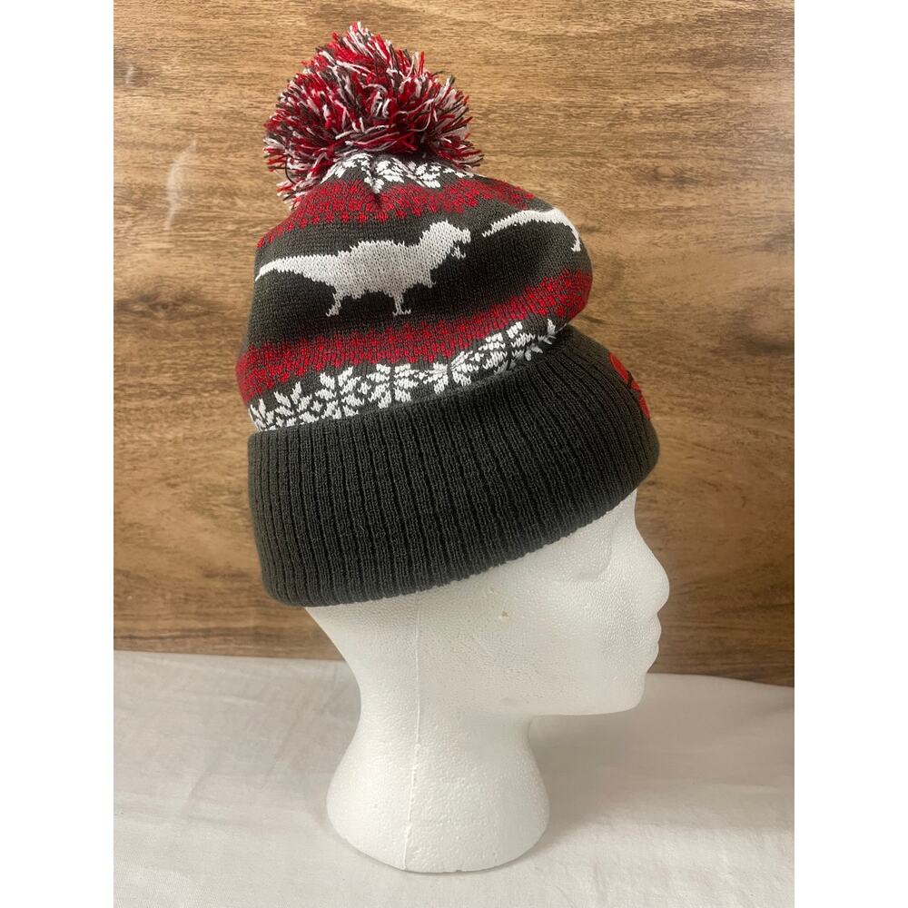 Field Museum SUE T-Rex Beanie Hat Zephyr Fair Isle Pom Pom Knit Dinosaur Cap - Picture 5 of 8